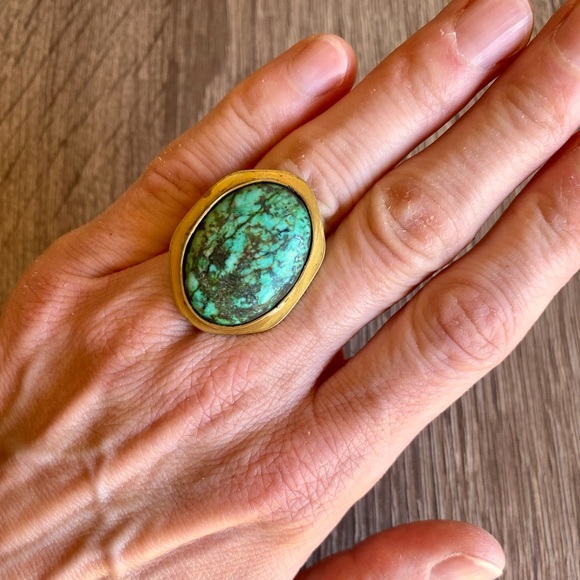 Jewelry - Brass and turquoise statement ring